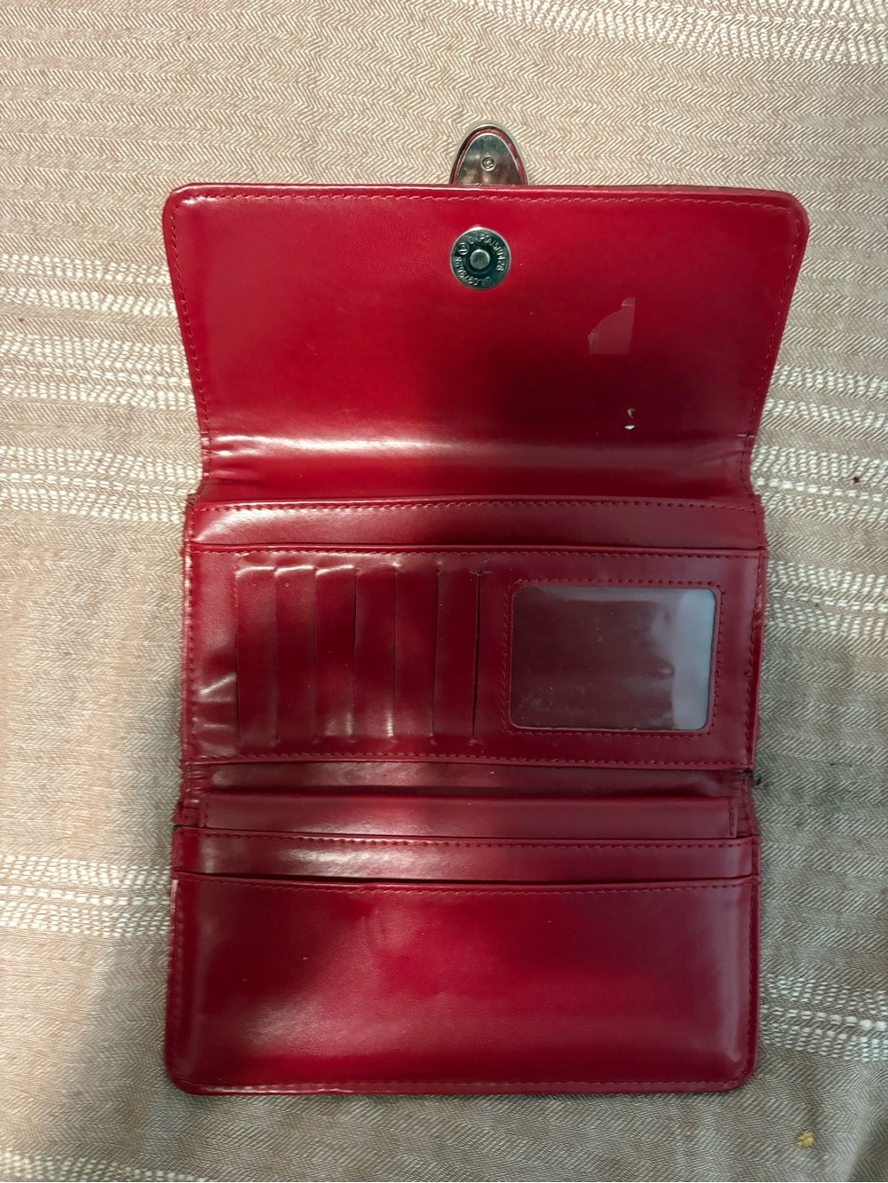 Red Rhinestone Buckle Leather Wallet - Picture 5 of 5